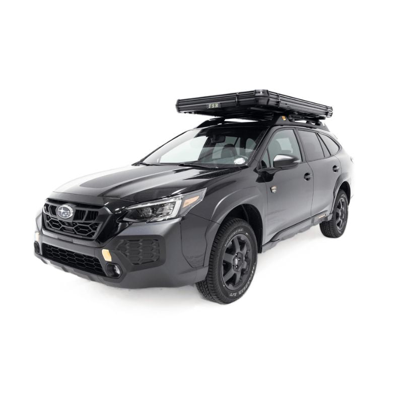 freespirit-recreation-odyssey-v2-standard-closed-front-corner-view-on-subaru-outback-on-white-background