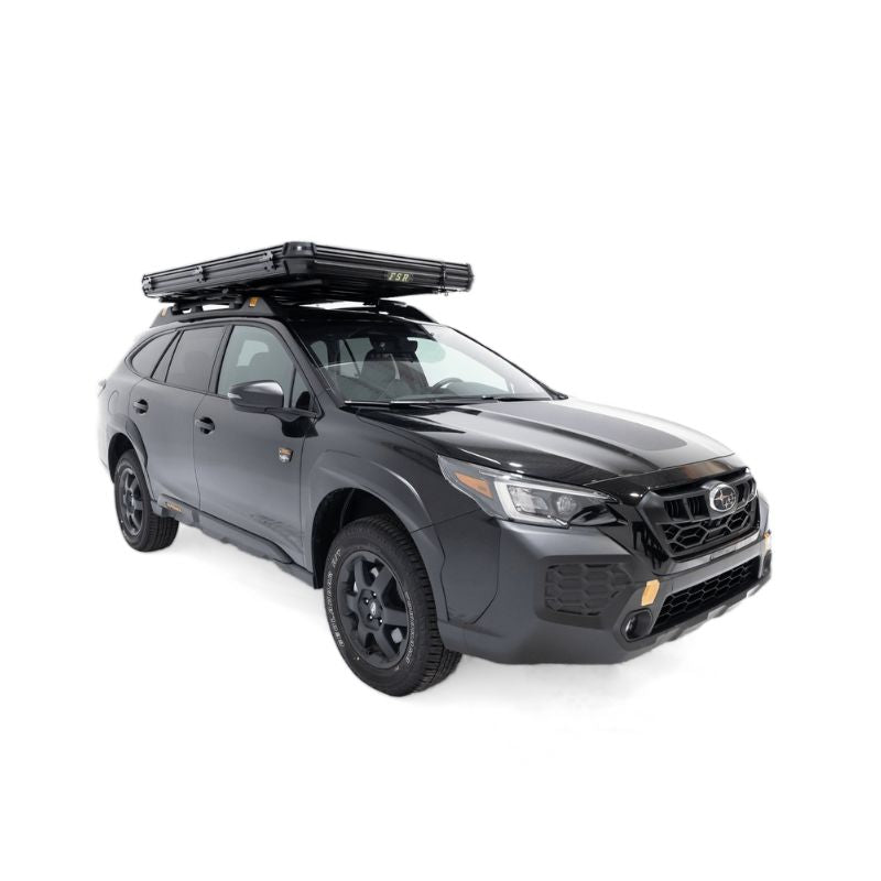 freespirit-recreation-odyssey-v2-standard-closed-rear-corner-view-on-subaru-outback-on-white-background