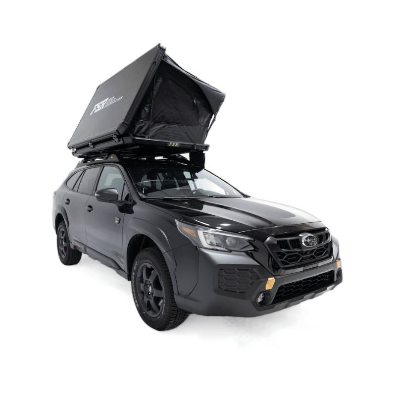 freespirit-recreation-odyssey-v2-standard-open-rear-corner-view-on-subaru-outback-on-white-background