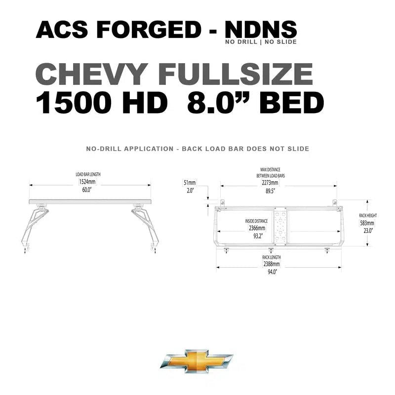 leitner-acs-forged-no-drill-bed-rack-for-chevrolet-1500-8-inch-dimensions-on-white-background