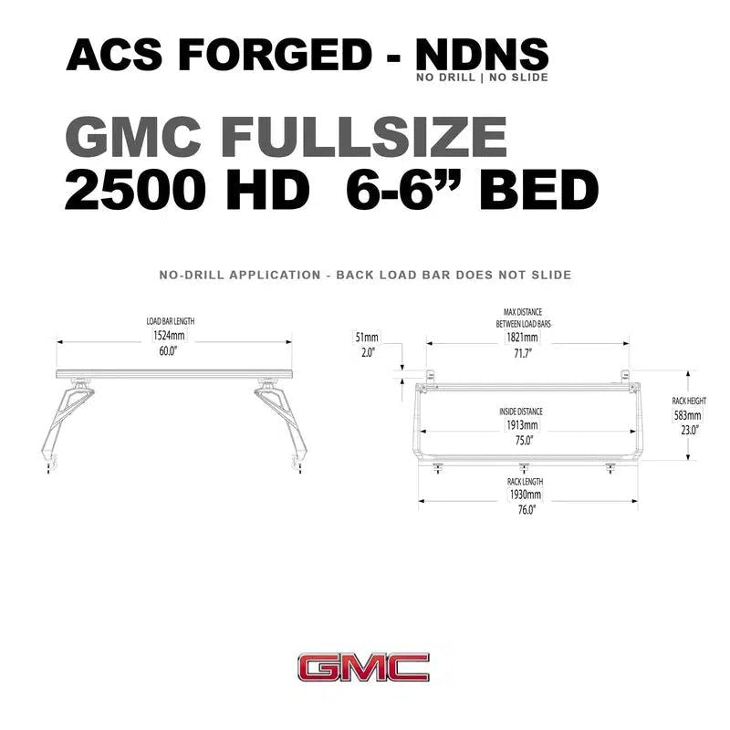 leitner-acs-forged-no-drill-bed-rack-for-gmc-2500-6ft-6in-dimensions-on-white-background