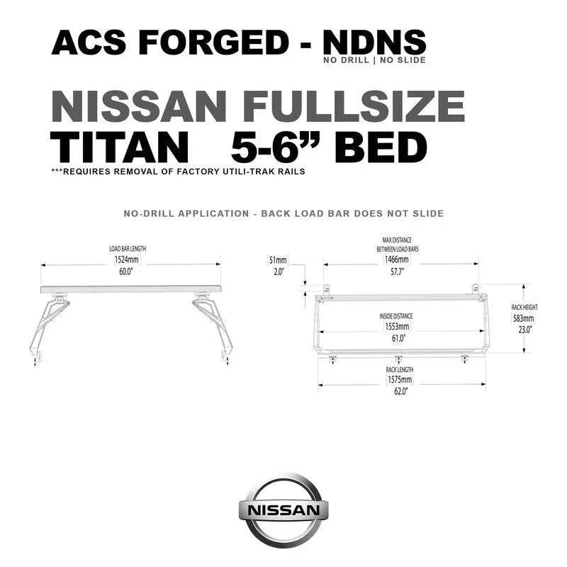 leitner-acs-forged-no-drill-bed-rack-for-nissan-titan-5ft-6in-dimensions-on-white-background