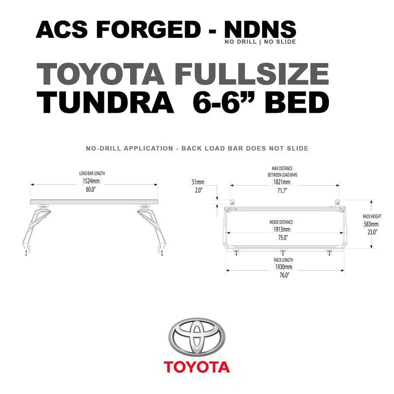 leitner-acs-forged-no-drill-bed-rack-for-toyota-tundra-6ft-6in-dimensions-on-white-background