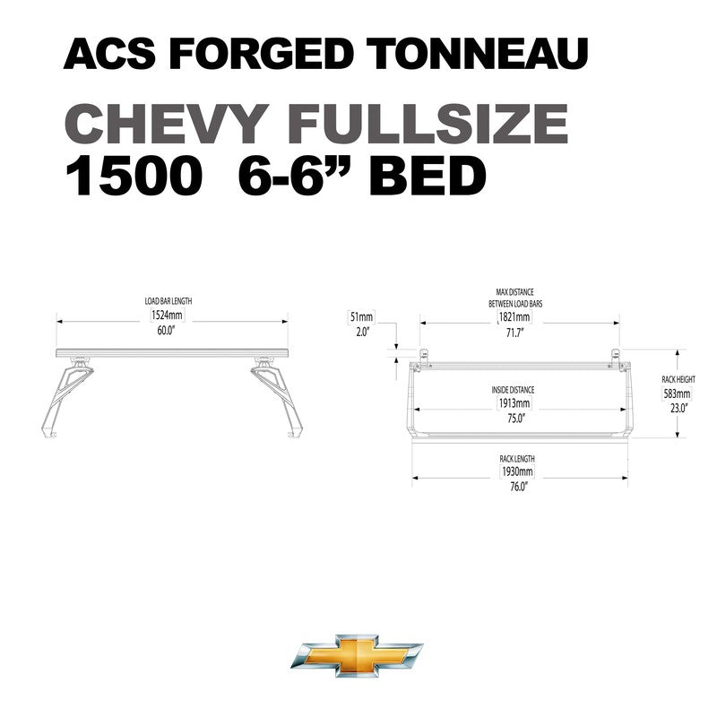 leitner-acs-forged-tonneau-bed-rack-for-chevrolet-1500-6-6ft-dimensions-on-white-background