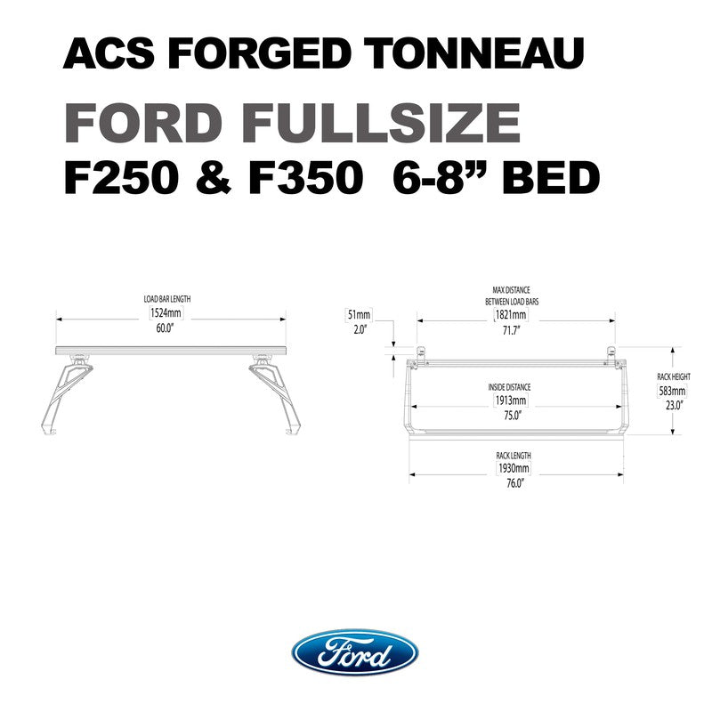 leitner-acs-forged-tonneau-bed-rack-for-ford-f250-and-f350-6-8ft-dimensions-on-white-background