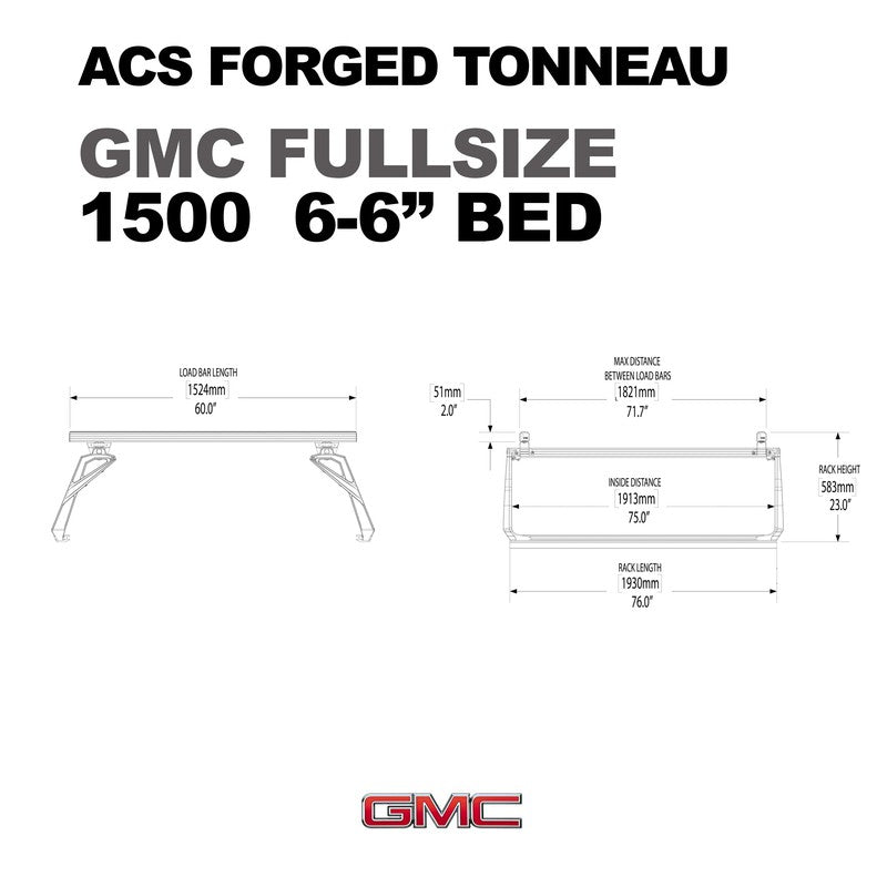 leitner-acs-forged-tonneau-bed-rack-for-gmc-1500-6-6ft-dimensions-on-white-background