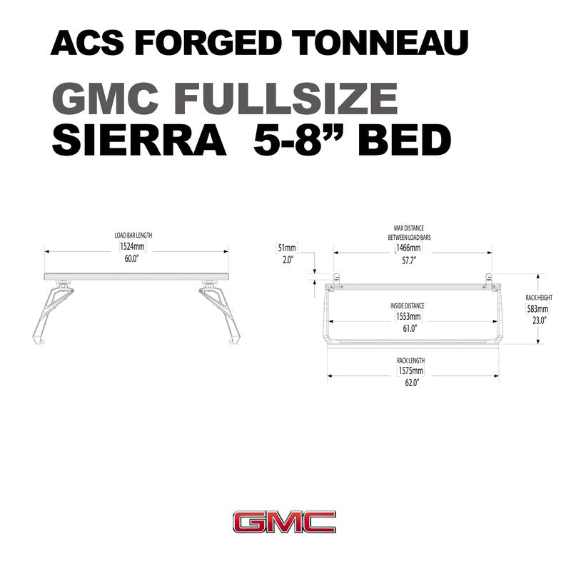 leitner-acs-forged-tonneau-bed-rack-for-gmc-sierra-5-8ft-dimensions-on-white-background