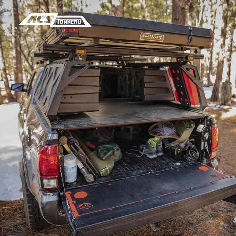 leitner-acs-forged-tonneau-bed-rack-rails-for-ram-rear-corner-view-in-nature