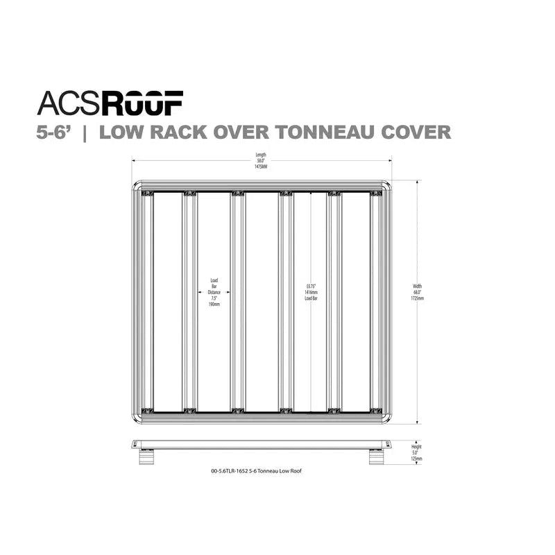 leitner-acs-roof-over-truck-bed-low-platform-rack-for-tonneau-covers-5ft-6in-dimensions-on-white-background