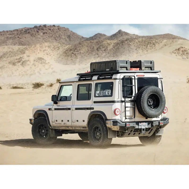 leitner-gearpod-roof-for-acs-roof-platform-rack-front-corner-view-on-ineos-grenadier-in-terrain