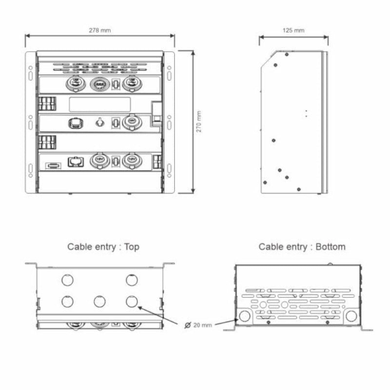 national-luna-dc-40-distribution-box-drawing-with-dimensions-on-white-background