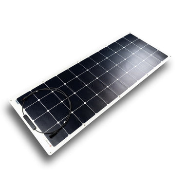 overland-solar-overlander-130w-etfe-semi-flexible-solar-panel-front-corner-view-on-white-background