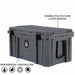 overland-vehicle-systems-169-qt-dry-cargo-box-with-drain-wheels-and-bottle-opener-corner-view-polyethylene-llldpe-material