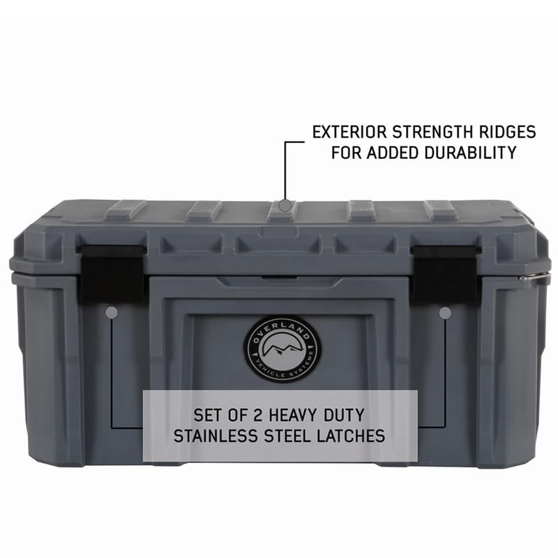 overland-vehicle-systems-95-qt-dry-cargo-box-with-drain-and-bottle-opener-front-top-view-exterior-ridges