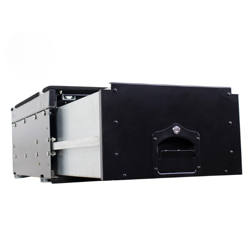 overland-vehicle-systems-cargo-box-and-cargo-box-with-working-station-black-front-corner-drawer-on-white-background