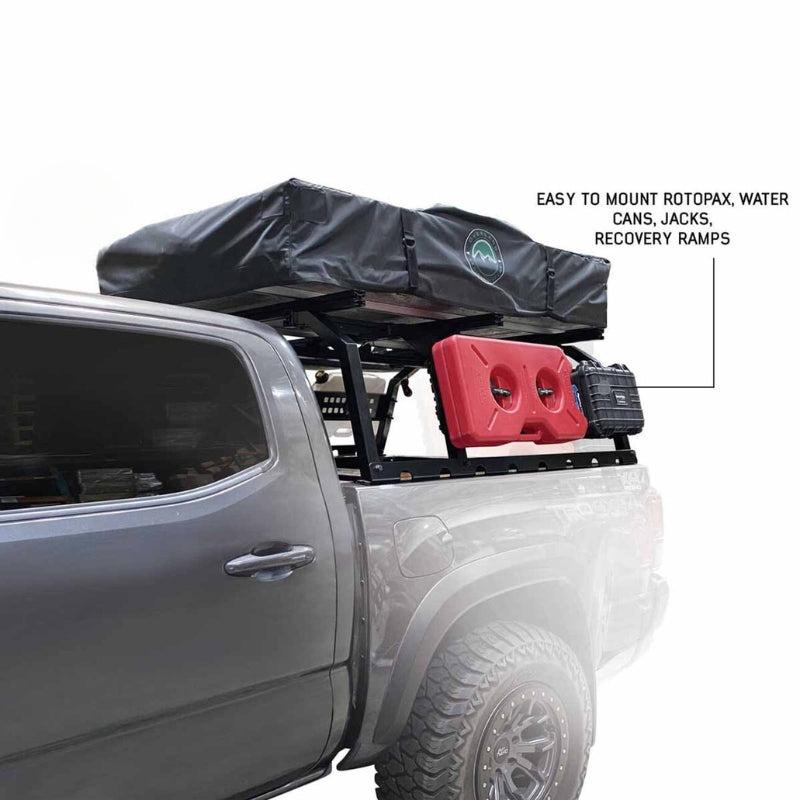 overland-vehicle-systems-discovery-rack-full-size-truck-short-bed-side-view-on-vehicle-on-white-background