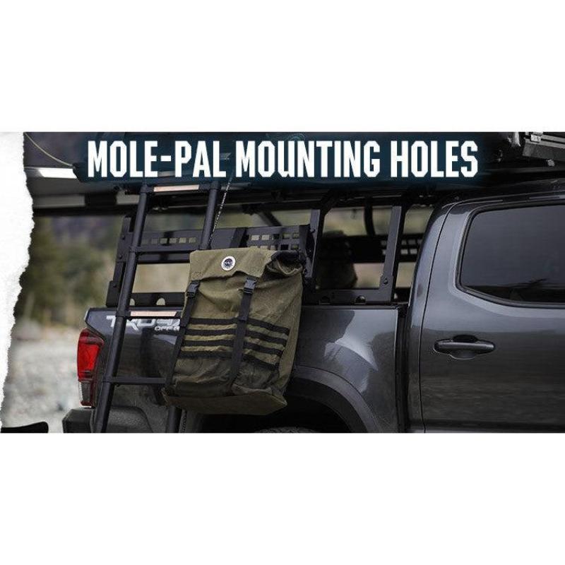 overland-vehicle-systems-discovery-rack-full-size-truck-short-bed-side-view-on-vehicle-with-mole-pal-mounting-holes-in-nature