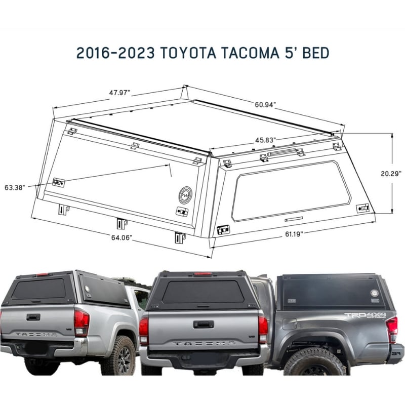 OVS Expedition Truck Cap 2016-2023 Toyota Tacoma 5 Ft Bed