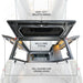     overland-vehicle-systems-magpak-camper-shell-roof-top-tent-for-ford-ranger-open-rear-view-heavy-duty-handle-on-white-background