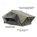 overland-vehicle-systems-nomadic-standard-soft-shell-roof-top-tent-gray-open-front-corner-view-fabric-and-rainfly-description