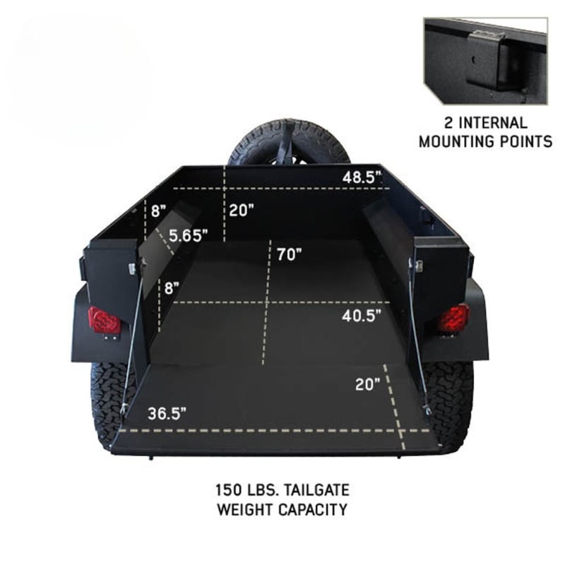 overland-vehicle-systems-off-road-trailer-rear-view-with-dimensions-and-tailgate-weight-capacity-on-white-background