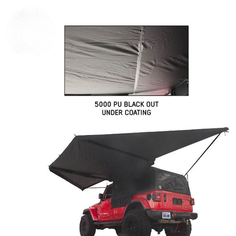 overland-vehicle-systems-xd-nomadic-180-awning-with-lights-and-black-out-open-interior-view-with-black-out-under-coating-on-white-background