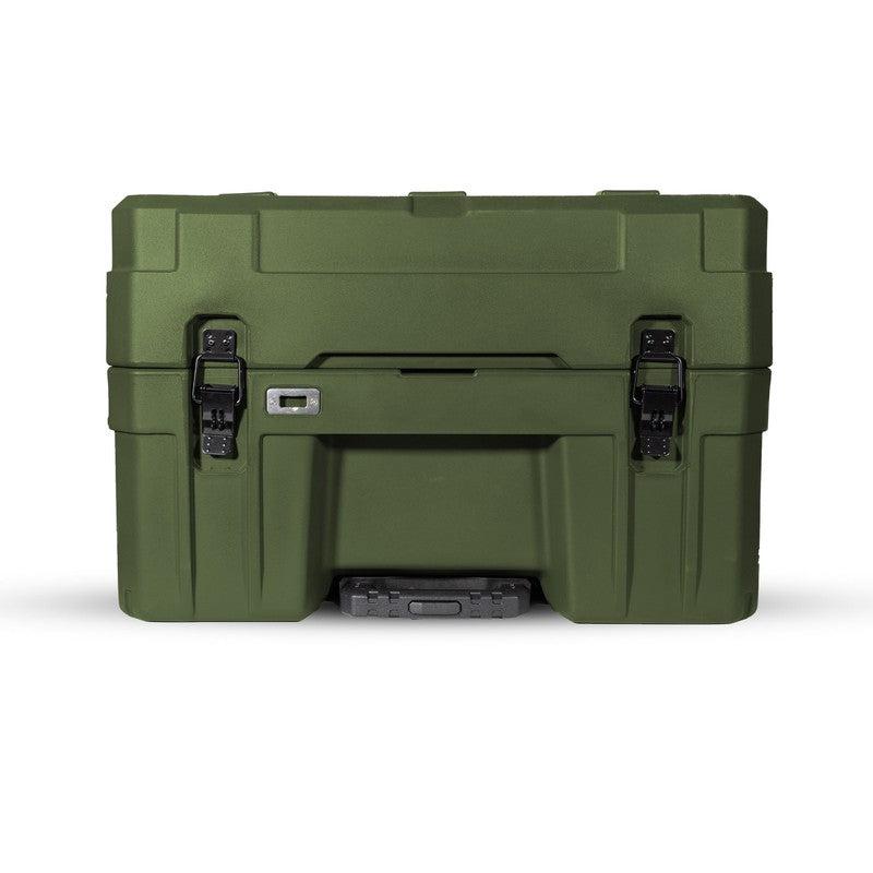 roam-132l-rolling-rugged-case-od-green-side-view-with-handle-on-white-background