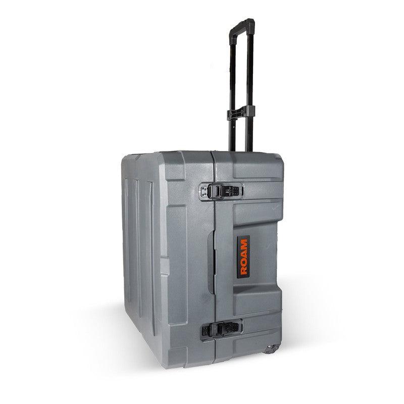 roam-132l-rolling-rugged-case-slate-front-corner-view-with-handle-on-white-background