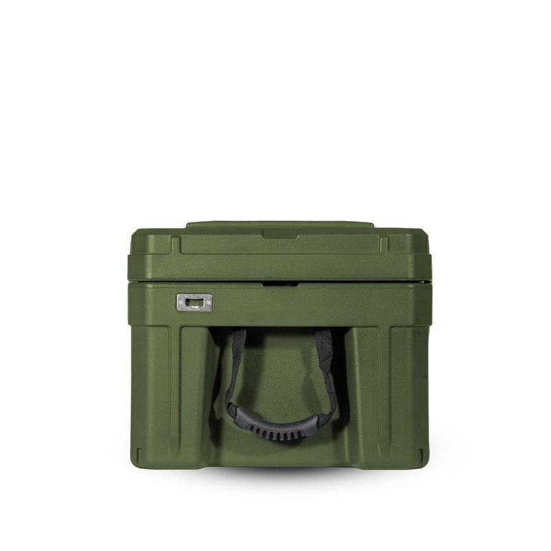 roam-76l-rugged-case-od-green-side-view-with-handle-on-white-background