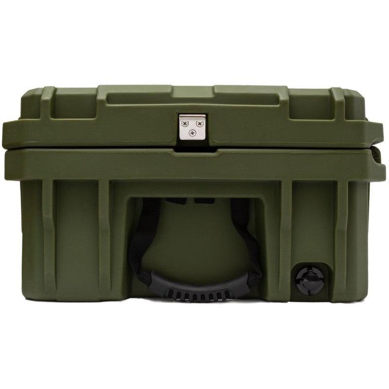 roam-95l-rugged-case-od-green-open-side-view-with-handle-on-white-background