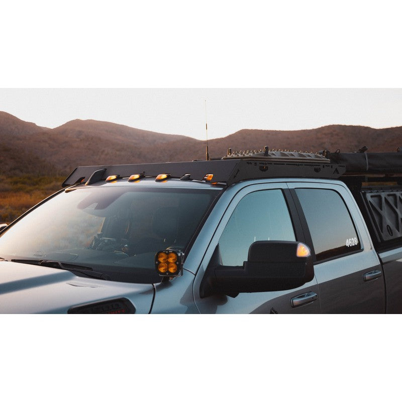 sherpa-diablo-roof-rack-for-2019-2023-ram-2500-3500-4500-5500-front-mega-cab-corner-view-in-terrain