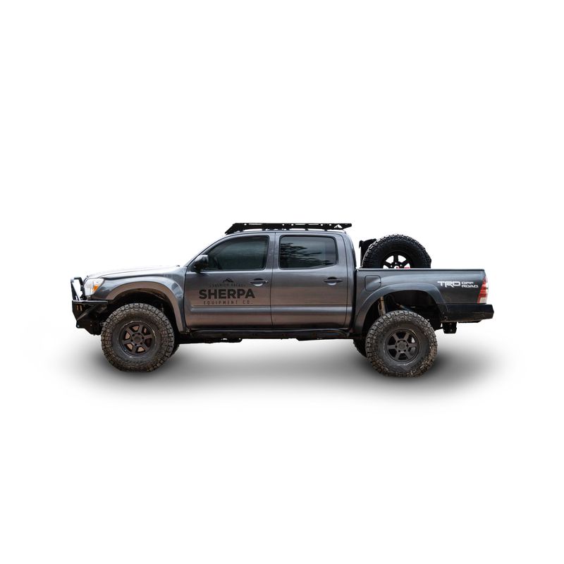 sherpa-grand-teton-sport-roof-rack-for-2005-2023-tacoma-double-cab-side-view-on-white-background