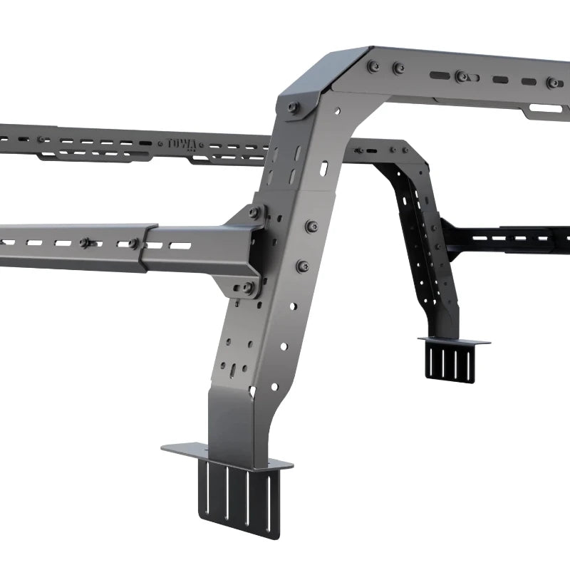 tuwa-pro-ford-f-150-4cx-series-shiprock-height-adjustable-bed-rack-close-up-view-full-height-on-white-background