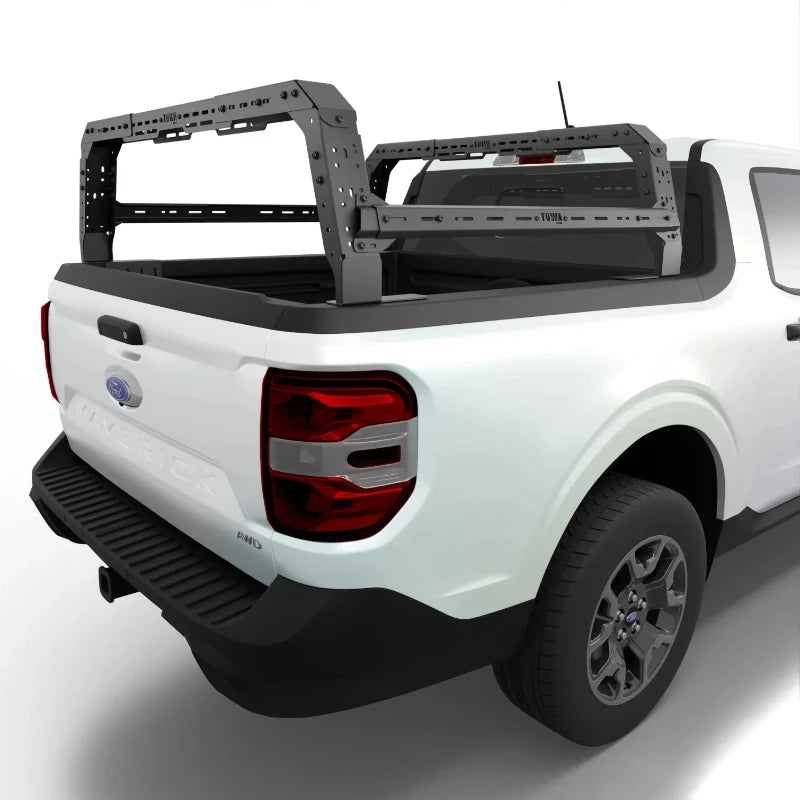 tuwa-pro-ford-maverick-4cx-series-shiprock-height-adjustable-bed-rack-side-view-on-white-background