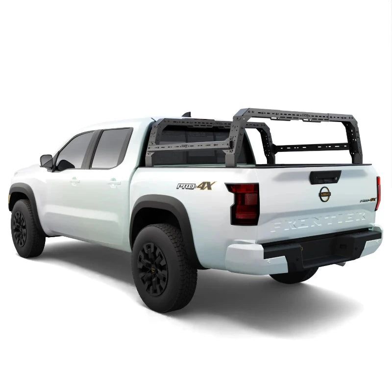 tuwa-pro-nissan-frontier-4cx-series-shiprock-height-adjustable-bed-rack-rear-corner-view-on-white-background