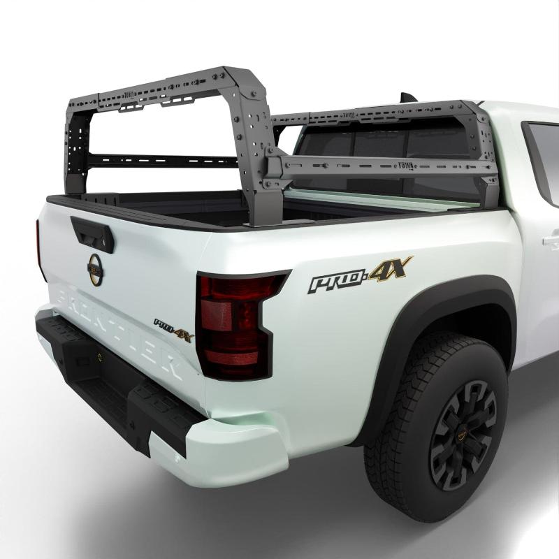 tuwa-pro-nissan-frontier-4cx-series-shiprock-height-adjustable-bed-rack-side-view-on-white-background