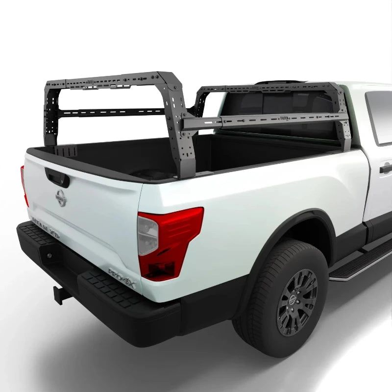 tuwa-pro-nissan-titan-4cx-series-shiprock-height-adjustable-bed-rack-rear-corner-view-on-white-background