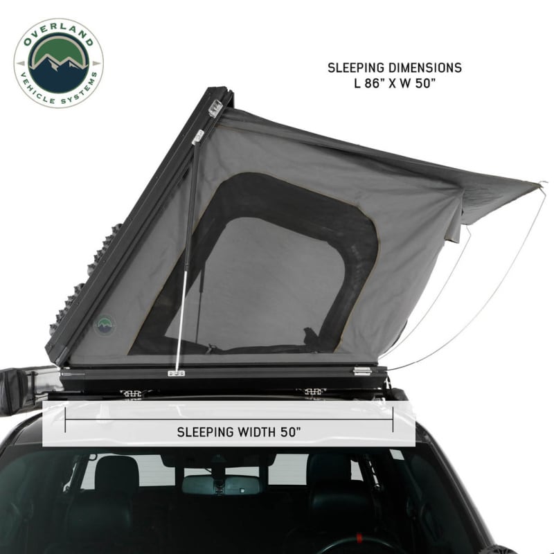 overland-vehicle-systems-sidewinder-hard-shell-roof-top-tent-open-front-view-with-sleeping-dimensions