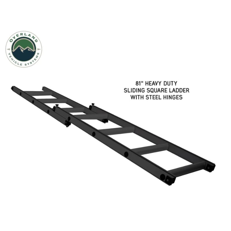 overland-vehicle-systems-tmbk-soft-shell-roof-top-tent-heavy-duty-sliding-ladder-description
